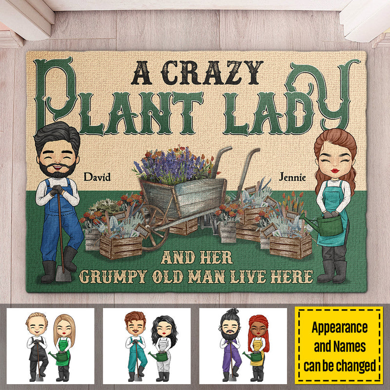 Custom Name Crazy Plant Lady Couple Gifts - Personalized Doormat