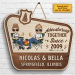 Custom Name Camping Couple Gifts - Personalized Wood Sign