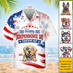 Custom Name Patriotic Dog Fourth of July Gifts for Dog Lovers - Personalized Hawaiian Shirt
