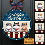 God Bless America Patriotic Cat Lover Decor - Wood Sign