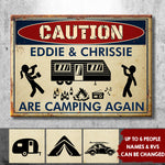 Custom Name Camping Couple Gifts - Personalized Metal Sign