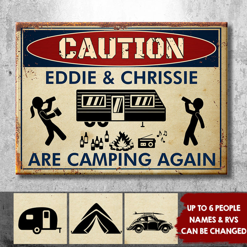 Custom Name Camping Couple Gifts - Personalized Metal Sign
