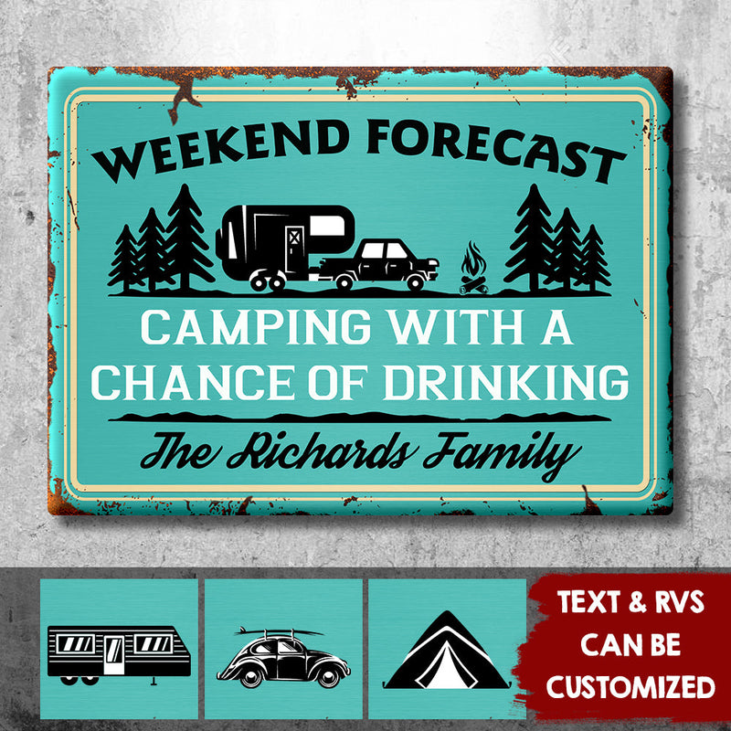 Custom Name Camping Drinking Gifts for Campers - Personalized Metal Sign