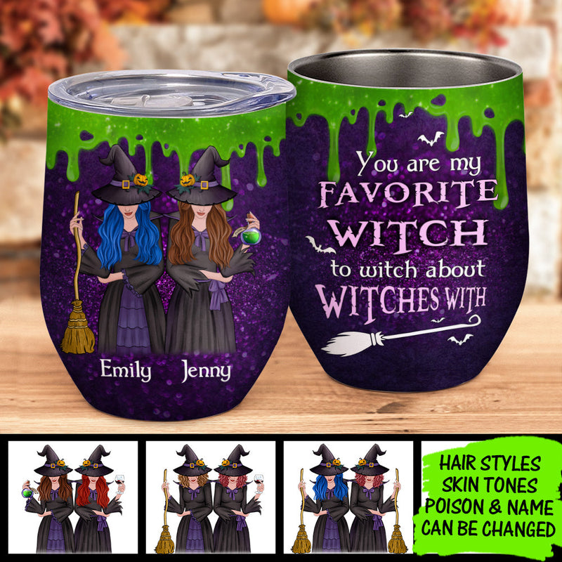 Custom Name Halloween Witch Gifts for Women - Personalized Wine Tumbler