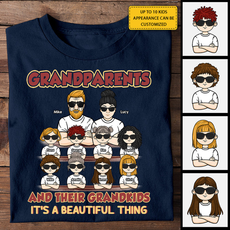 Grandparents & Their Grandkids - Personalized T-shirt, Hoodie - Gift For Couples, Husband Wife