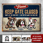Custom Name Funny Keep Gate Closed Gifts for Dog Lovers - Personalized Metal Sign