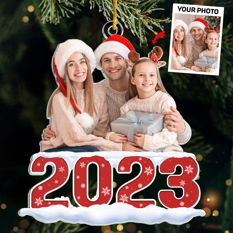 Custom Photo There's No Place Like Our Family's Embrace - Family Personalized Custom Ornament - Acrylic Custom Shaped - Christmas Gift For Family Members
