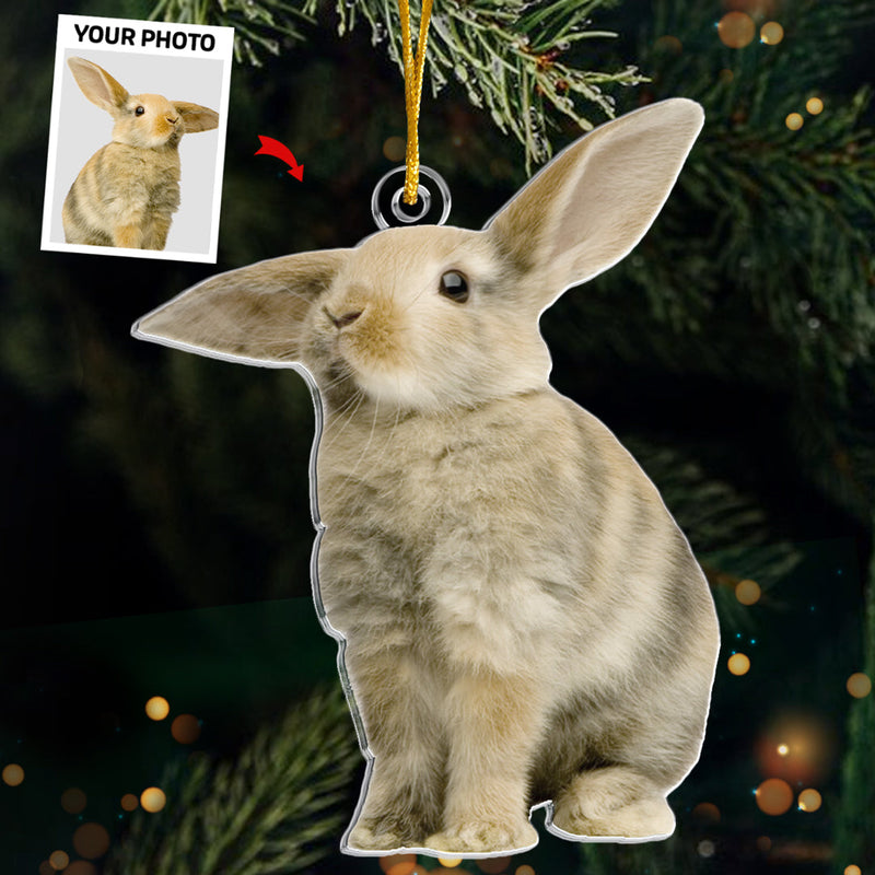 Custom Photo Lovely Rabbit - Rabbit Personalized Custom Ornament - Acrylic Custom Shaped - Christmas Gift For Pet Owners, Pet Lovers