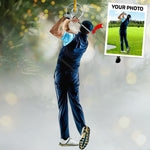 Custom Photo Christmas Gifts for Golfers - Personalized Ornament