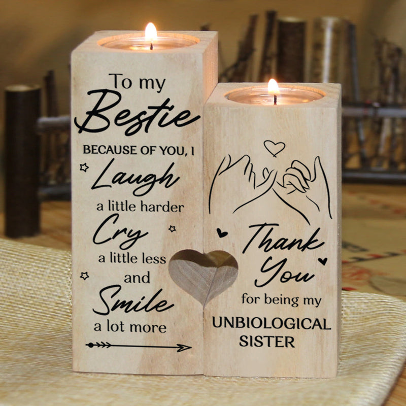 Unbiological Sister Bestie Friendship Gift - Candle Holder