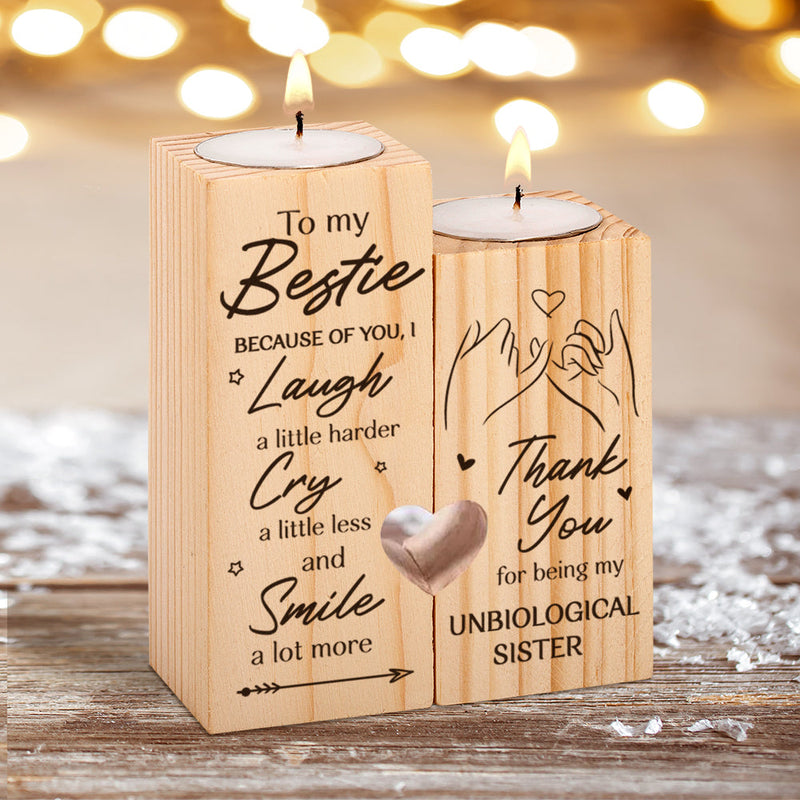 Unbiological Sister Bestie Friendship Gift - Candle Holder