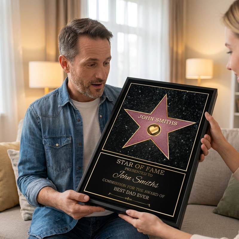 Dad Star Of Fame - Family Personalized Custom Vertical Canvas - Mother's Day, Father's Day Birthday Gifts For Mom, Dad