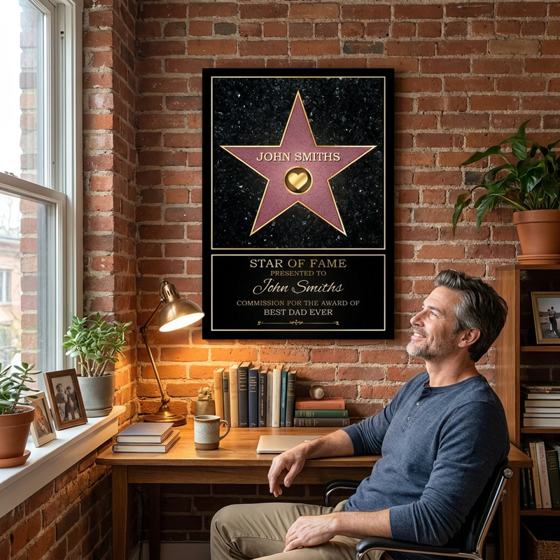 Dad Star Of Fame - Family Personalized Custom Vertical Canvas - Mother's Day, Father's Day Birthday Gifts For Mom, Dad