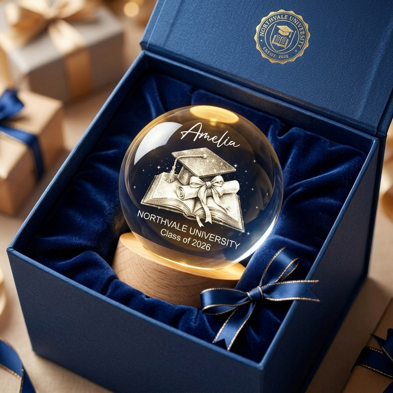 Custom Crystal Globe Lamp - Personalized Graduation Gifts For Him, Her  - Hard Work Paid Off