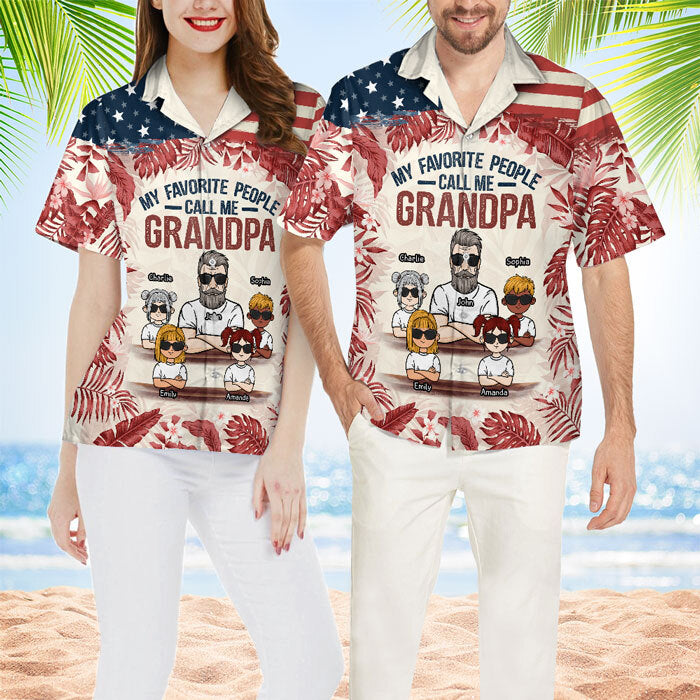 Custom Name Grandpa Family Gifts - Personalized Hawaiian Shirt