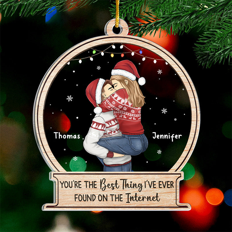 The Best Thing I've Ever Found - Couple Personalized Custom Ornament - Acrylic Snow Globe Shaped - Christmas Gift For Husband Wife, Anniversary