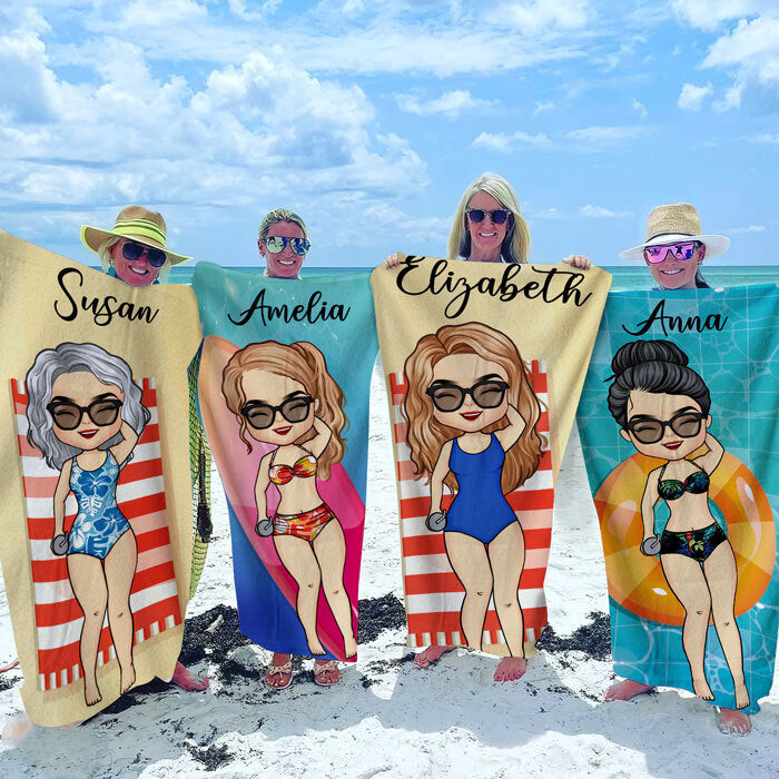Pool Chibi Girl Swimming Belt - Personalized Beach Towel