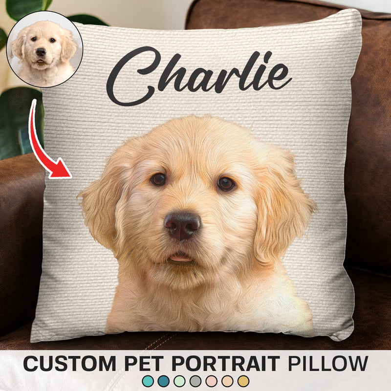 Custom Name Dog Portrait Gifts for Dog Lovers - Personalized Pillow