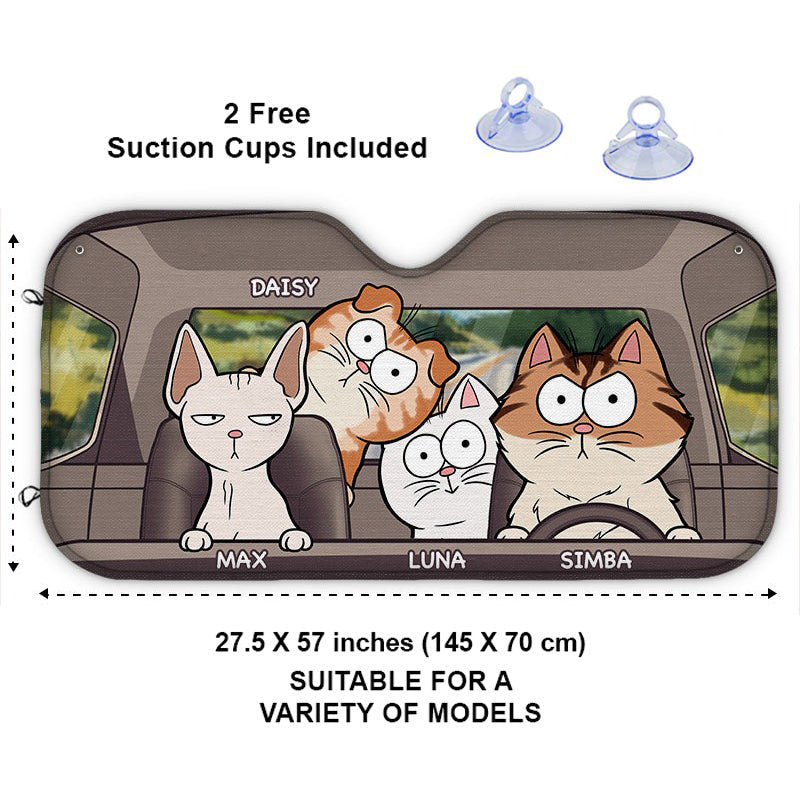 Custom Cartoon Cats Gifts for Cat Lovers - Personalized Auto Sunshade