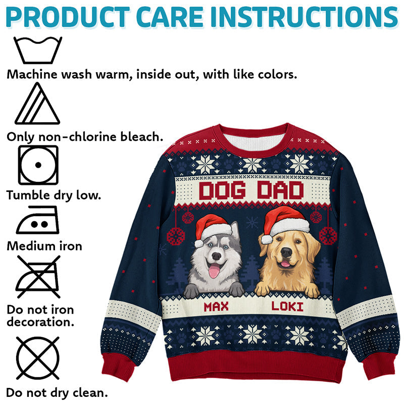Custom Name Cat Dad Christmas Gifts for Cat Lovers - Personalized Sweatshirt