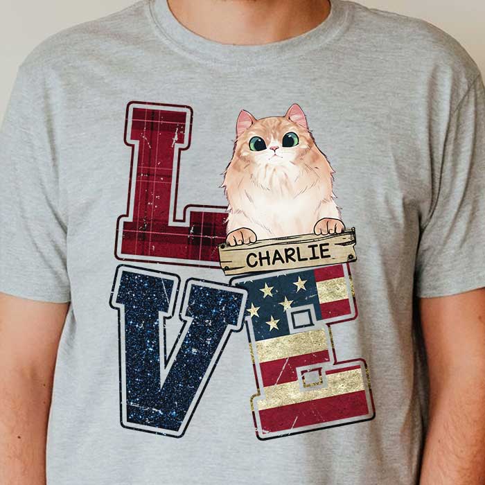 Custom Cat Name Patriotic Gifts for Cat Lovers - Personalized Apparel