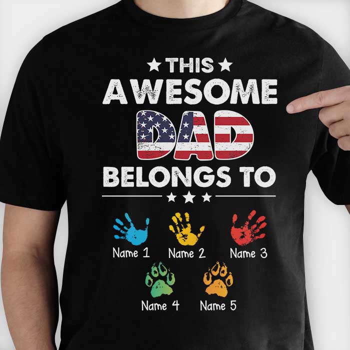 Custom Name Awesome Dad Family Gifts - Personalized Apparel