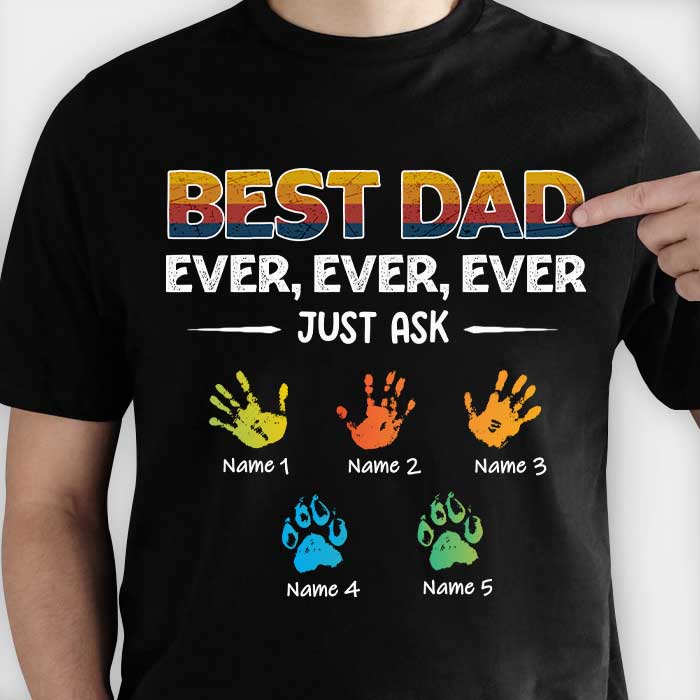 Custom Name Handprint Gifts for Dad - Personalized Apparel