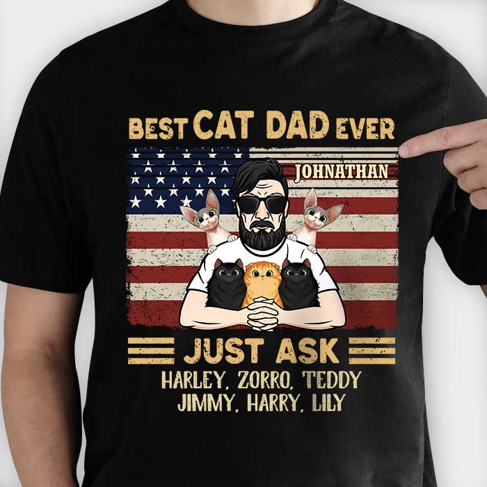 Custom Name Cat Dad Gifts for Men - Personalized Apparel