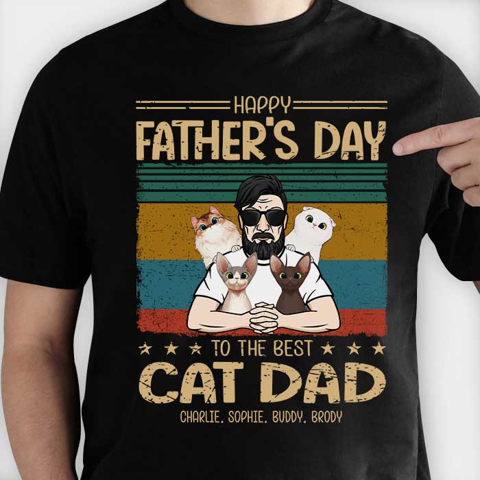 Best Cat Dad's Father Day - Gift For Dad - Personalized Unisex T-Shirt