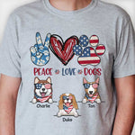 Custom Name Patriotic Peace Love Dogs Gifts - Personalized Apparel
