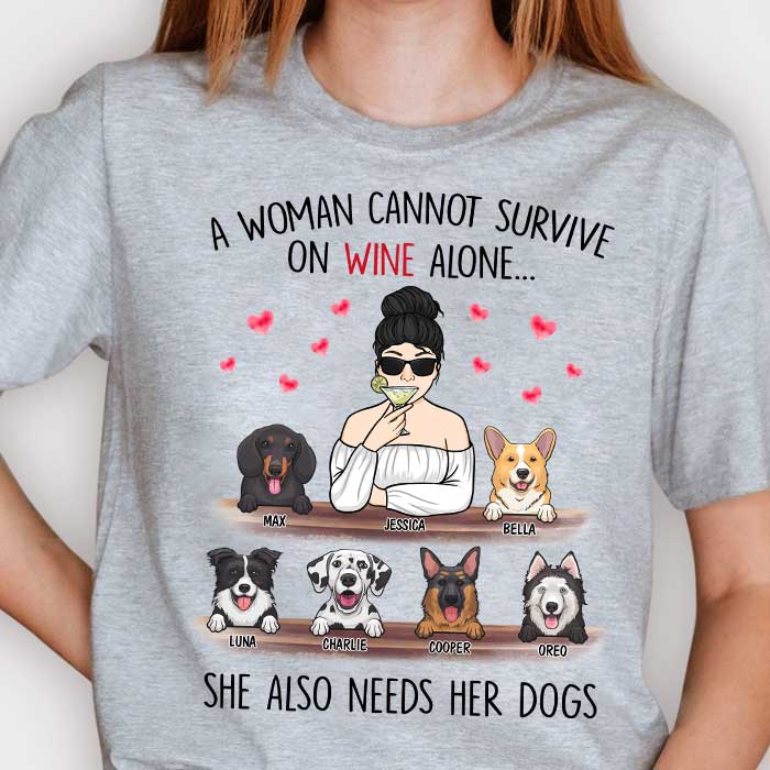 Custom Name Wine and Dog Lover Gifts for Women - Personalized Apparel