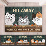 Custom Go Away Unless You Have Wine & Cat Treats Housewarming Decor - Personalized Doormat
