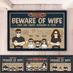 Custom Name Funny Beware of Wife Family Gifts - Personalized Doormat