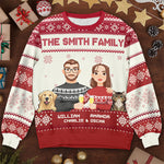 Custom Family Name Pet Portrait Christmas Gifts - Personalized Sweatshirt