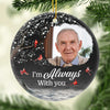 Custom Photo I Hold You Tightly Within My Heart - Memorial Personalized Custom Ornament - Ceramic Round Shaped - Christmas Gift, Sympathy Gift For Family Members