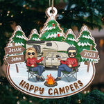 Custom Name Happy Campers Christmas Gifts for Couples - Personalized Ornament