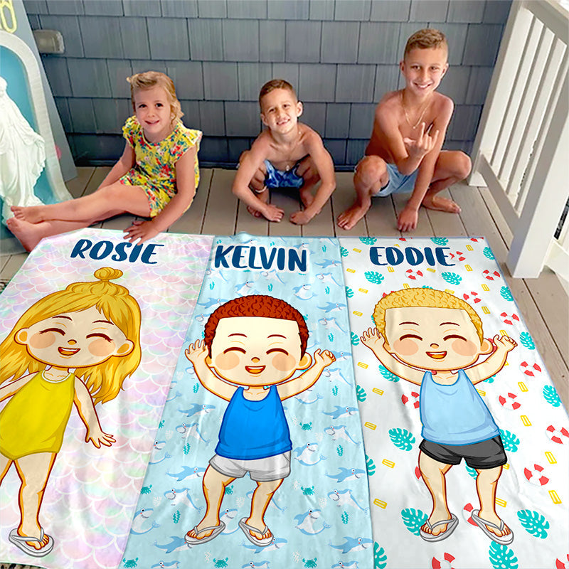 Salt Water Heals Everything - Family Personalized Custom Beach Towel - Summer Vacation Gift, Birthday Pool Party Gift For Family Members