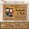 Hope You Like, It's A Zoo Inside - Couple Personalized Custom Decorative Mat - Gift For Husband Wife