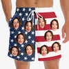 Custom Photo Rocking The Red, White, And Blue - Funny Personalized Custom Patriotic Men Beach Shorts - Independence Day, 4th Of July, Summer Vacation Gift, Birthday Party Gift For Husband