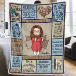 Custom Name Book Lover Gifts for Women - Personalized Blanket