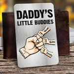 Custom Name Daddy's Little Buddies Gifts for Dad - Personalized Aluminum Wallet Card