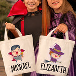 Custom Name Vampire Witch Halloween Gifts for Kids - Personalized Tote Bag