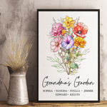 Custom Name Floral Grandma Gifts - Personalized Poster
