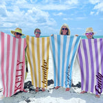 Custom Name Striped Beach Gifts for Women - Personalized Beach Towel