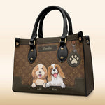 Custom Name Dog Gifts for Dog Lovers - Personalized Leather Handbag
