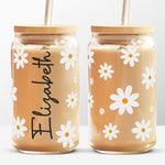 Hippie Daisy Flower Drinkware - Glass Cup