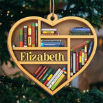 Custom Name Heart Book Lover Christmas Gifts - Personalized Ornament