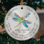 Custom Name Memorial Dragonfly Gifts - Personalized Ceramic Ornament