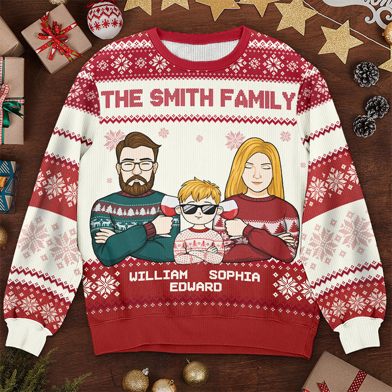 My Favorite Part Of Christmas Is Family - Family Personalized Custom Ugly Sweatshirt - Unisex Wool Jumper - Christmas Gift For Family Members
