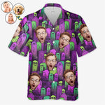 Custom Photo Funny Halloween Graveyard Gifts - Personalized Hawaiian Shirt